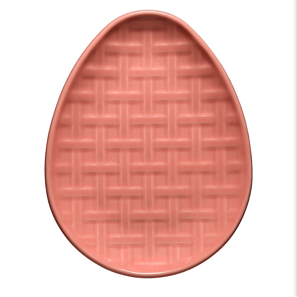 Fiestaware Basketweave Peony Pink Embossed Egg Shaped Plate 10 Inch NWOT